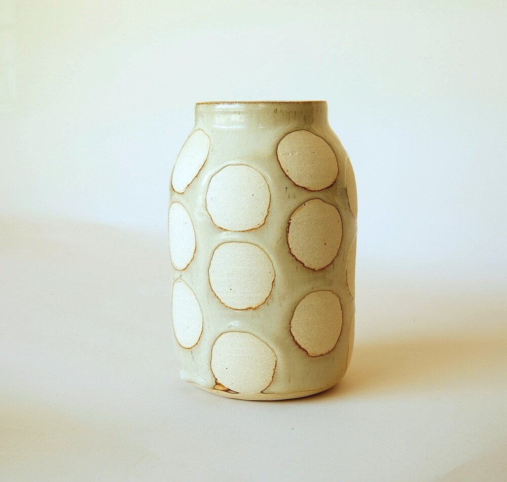 Polka Dot Vase in Birch — Hey Moon Ceramics